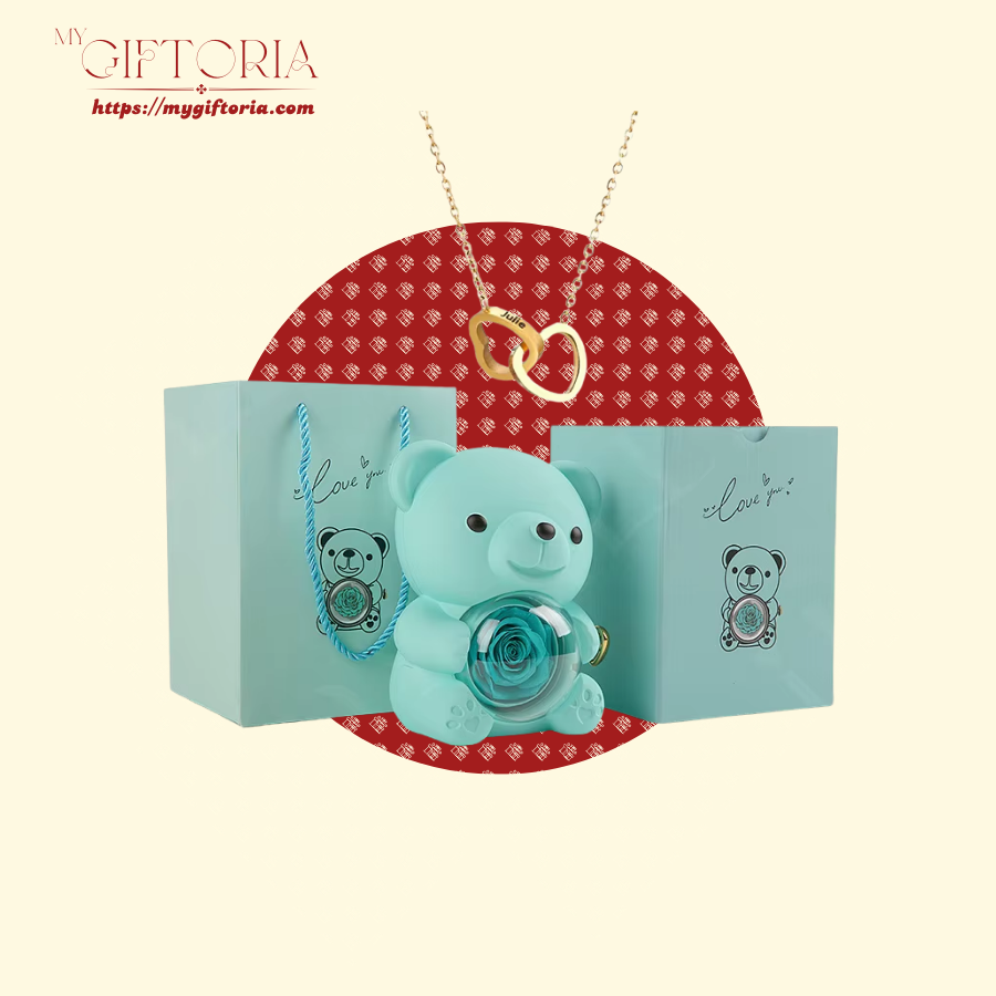 10 Rose Beary With Double Heart Necklace - Image 17