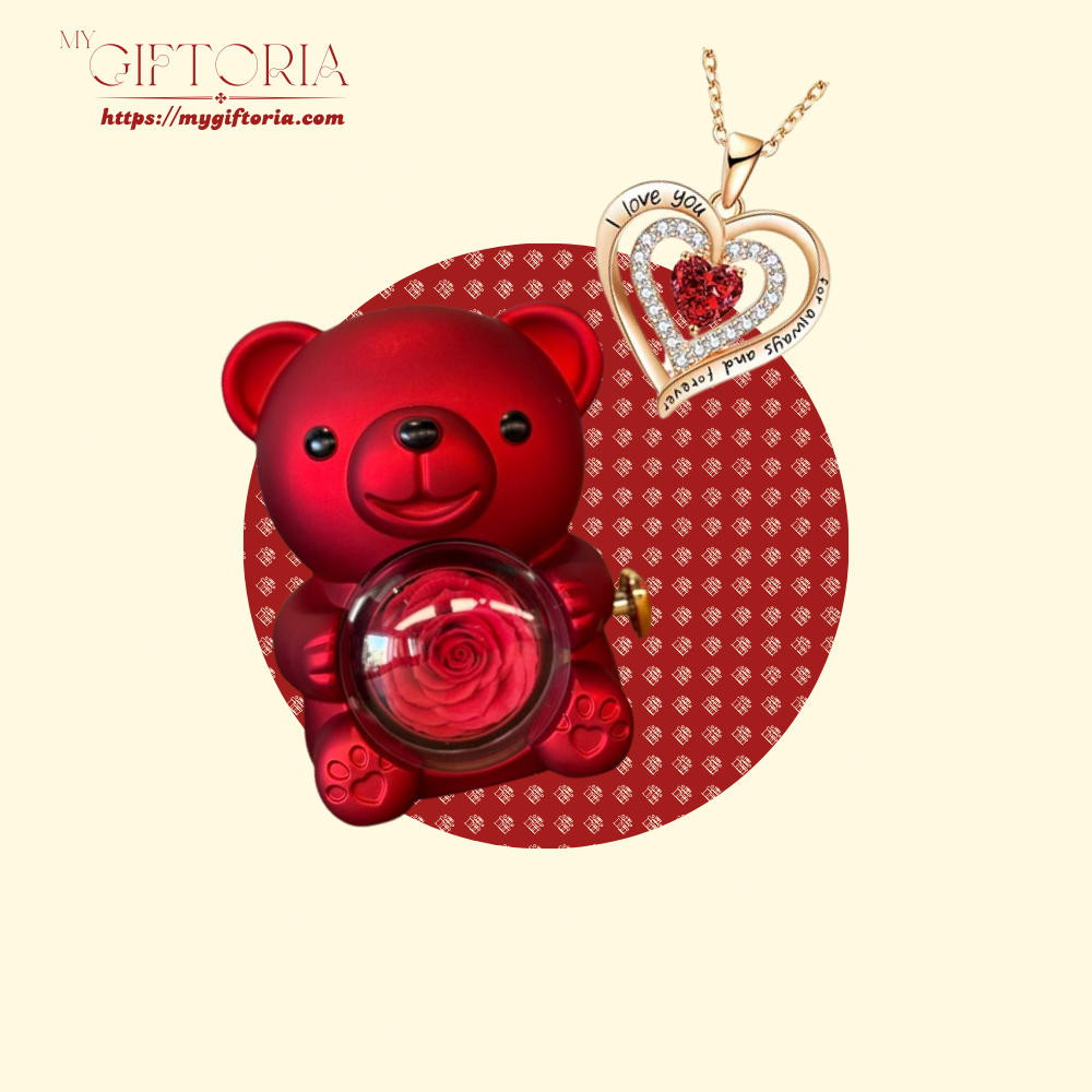 1010Premium Rose Beary With Special Necklace Premium Rose Beary With Special Necklace