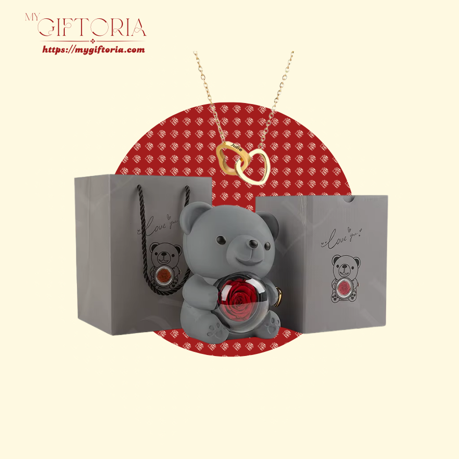 14 Rose Beary With Double Heart Necklace - Image 13