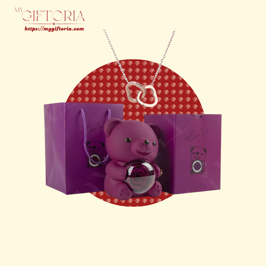 19 Rose Beary With Double Heart Necklace - Image 9