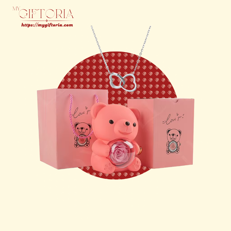 21 Rose Beary With Double Heart Necklace - Image 7