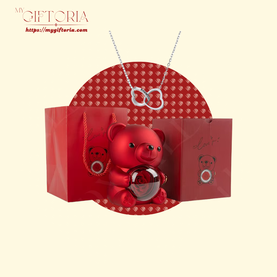 23 Rose Beary With Double Heart Necklace - Image 5
