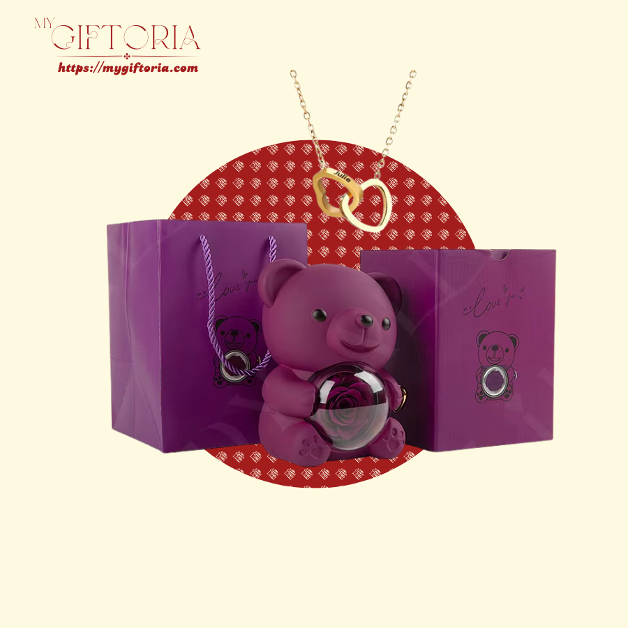 27 Rose Beary With Double Heart Necklace - Image 2